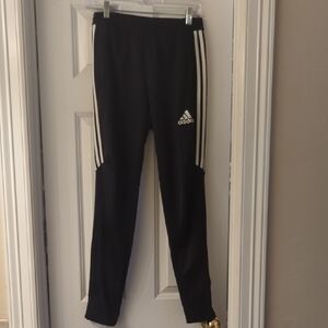 adidas Black Joggers with White Side Stripes - Kids